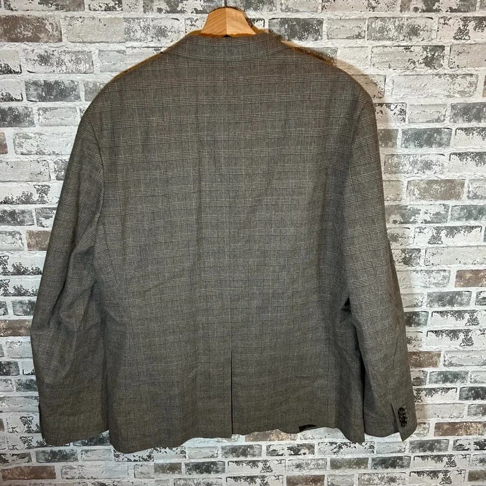Banana Republic Mens 46L Slim Fit Blazer Brown Glen Plaid Emmetex Italian Cotton
